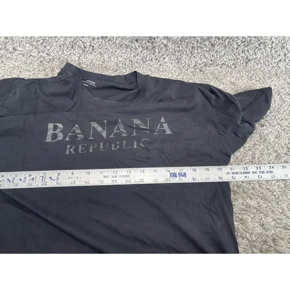 Banana Republic Mens Premium Wash Tee Black XL TShirt Logo Lightweight Soft